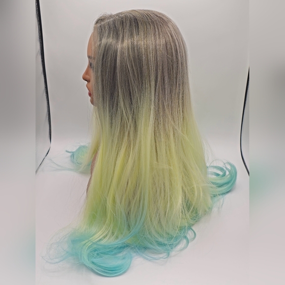 Uniwigs Pacific Palisades Long Rooted Ash Blonde & Teal Ombre Lace Front Wig - Picture 4 of 8